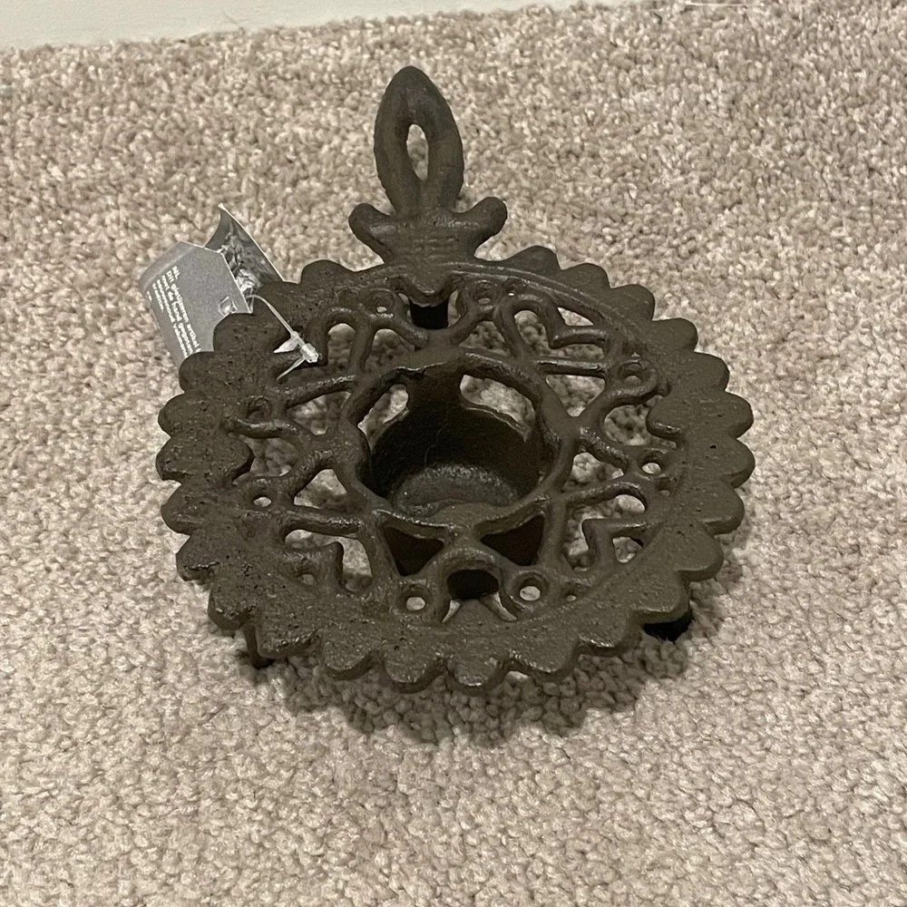 Cast Iron Candle Holder Stand Trivet Rustic Farmhouse Decor New‎